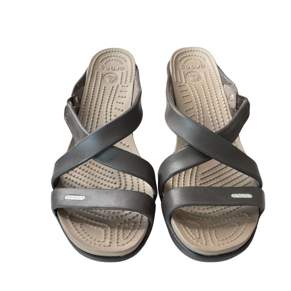 Crocs Cyprus IV Sandals 14558 Brown Slip On Block Heel Pumps Womens Shoe Size 11 - Picture 11 of 12